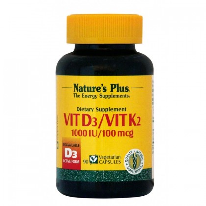 NATURE'S PLUS Vitamin D3 & Vitamin K2, 1000iu, 100mcg, 90vcaps